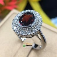 ราคา แหวนโกเมน แหวนเงินแท้ ชุบทองคำขาว พลอยโกเมนแท้ YTG 8547 (1037576891)