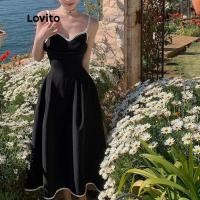 ราคา Lovito ชุดเดรสเข้าเล่มสีเรียบเรียบหรูสำหรับผู้หญิง LNA11153 สีดำ ชุดเดรส Lovito เข้าเล่มสีเรียบเรียบหรูสำหรับผู้หญิง (20594370477)