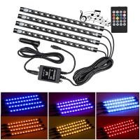 ราคา ชุดไฟ LED ส่องเท้าภายในรถสร้างบรรยากาศด้วยรีโมทคอนโทรลแอปควบคุมบรรยากาศในบาร์ RGB โคมไฟตกแต่ง (21358599184)