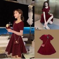 ราคา WILA BRAND WL019 ชุดเซต 2 ชิ้น ชุดมินิเดรส มาพร้อม กระเป๋าสีแดงไวน์ (21183435092)
