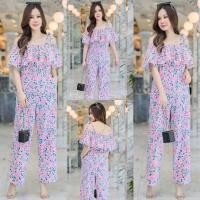 ราคา จั้มสูทระบายอก มีสายผูกไหล่ สม็อกเอว ขายาวทรงกระบอก ชุดจั้ม จั๊มสูท (17969610369)