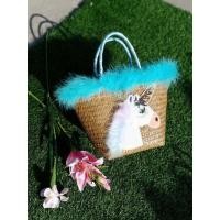 ราคา กระเป๋าสานกระจูดลายม้าโพนี่สีฟ้าขนาด 8 9 ลายใหม่ (7450760601)