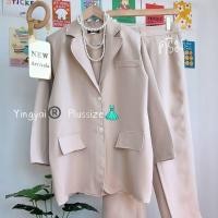 ราคา MG0013 เซ็ต2ชิ้น ไซส์ใหญ่ เซ็ตสูท เสื้อสูทเบลเซอร์ กางเกงขายาว สูททำงาน สาวอวบ สาวอ้วน BLAZER ใส่ไปงานแต่ง (19054365604)