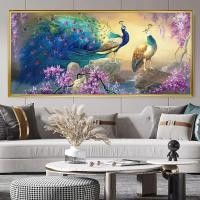ราคา ผ้าใบวาดภาพนกยูงคู่ศิลปะบนผนังภาพสัตว์ห้องนั่งเล่นการวาดภาพผนังห้องนอนการตกแต่งบ้าน ไร้กรอบ (21309156103)