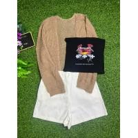 ราคา ชุดเชต 3 ชิ้น เสื้อคลุม เกาะอกลายวินเทจ กางเกง สีขาวมีไชส์ งานน่ารักแอบแซ่บๆ (14288269916)