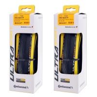 ราคา 1คู่ Continental Ultra Sport III 700X25สีดำสีเหลืองพับ PureGrip 3จักรยานเสือหมอบยางพับยาง (8569277377)