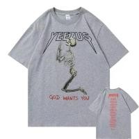 ราคา New God Wants You Kanye West Double Sided Print Tshirt Streetwear Skull Graphic T shirts Men Women Hip Hop T Shirt Man Tops Tees (20693566581)