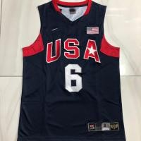 ราคา Full embroidered jersey USA team jersey with LOGO No 10 Kobe jersey No 6 James Basketball Jersey Vest (19777878719)