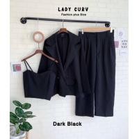 ราคา สูทสาวอวบ กางเกงสาวอวบ สูทคลุมแขนยาว กางเกงขายาว สายเดี่ยว (18458731589)