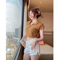 ราคา GoodLucky Batty ครอปคอปกแขนค้างคาว สไตล์มินิมอล (18995427493)