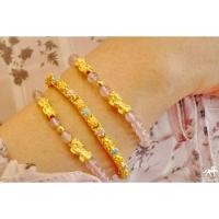 ราคา ข้อมือปี่เซียะทองคำแท้คู่ เม็ดทอง น้ำหนักทอง 0 5 กรัม ทองคำแท้ 99 99 24K ยาว 15 17 cm จัดส่งฟรี (7695365184)