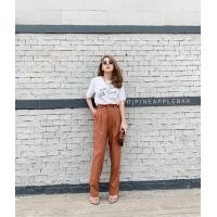 ราคา กางเกงลินินทรงบอยเอวสูง (16317245732)