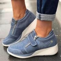 ราคา Women Sneakers Wedges Shoes Thick Sole Height Increasing Platform Vulcanized Ladies Loafers Rubber Zapatos De Mujer (11739724927)