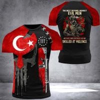 ราคา Turkish Army Mens T Shirt Veteran Soldier Skull Print Summer Pullover O Neck Short Sleeve Oversized Mens Clothing Camisa (20020817760)
