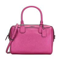ราคา กระเป๋าถือ Coach แท้ หนังแท้เมทัลลิค หนังฟอกแบบกันรอยขีดข่วน ทรงหมอนสวยมาก ทรงยอดนิยม สีหายาก COACH 39706 BENNETT SATCHEL IN METALLIC CROSSGRAIN LEATHER Metallic Magenta (21383418571)