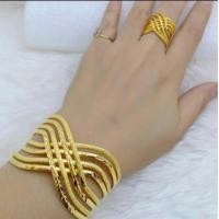 ราคา กำไลข้อมือไขว้พร้อมแหวนเข้าเซ็ท ฟรีไซส์ หุ้มเศษทองแท้ ทองโคลนนิ่ง (20382456928)