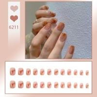 ราคา NaiIs เล็บปลอม24ชิ้นกับ GIue Short Iong เล็บปลอม Rt Lce Camellia แป้งไข่มุกเล็บโปร่งใส (20825980077)