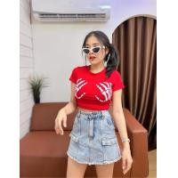 ราคา เสื้อครอปแขนสั่นลายมือกระดูก มี 3 สี ดำ แดง ขาว พร้อมส่ง (18125302242)