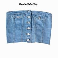 ราคา SueaCrop bkk Denim Tube Top เกาะอกยีนส์ Y2k น่ารักมากๆ เสื้อยีนส์ ชุดเกาะอก ชุดไปคาเฟ่ (20914009551)