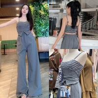 ราคา ชุดเซตเสื้อขอบกางเกงขายาวแต่งเอวพับงานป้ายธัญญาเทพน่ารักสุดสุด tt (20853857631)