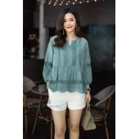 ราคา ส่งเร็ว เสื้อผ้าฝ้ายญี่ปุ่นเกรดพรีเมี่ยม เนื้อผ้านิ่ม มีความนุ่ม ดีเทลเจาะฉลุทั้งตัว งานผ้าฉลุสวยๆ แต่งตัวแถบลูกไม้ เสื้อทรงระบายจับ (15658599963)