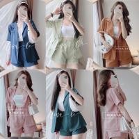 ราคา เซตเบลเซอร์เเขนสั้น2 ชิ้น เซตเสื้อคลุมสูท พร้อมกางเกงขาสั้น เสื้อคลุม ฟรีไซส์ทรงสวย แนวเกาหลี อก32 40 เอว26 30 S M L ใส่ได้ (16100595100)