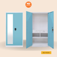 ราคา สินค้าขายดี ตู้เสื้อผ้าเหล็ก บานกระจกเงา ออกใบกำกับได้ (18944894426)