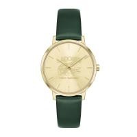 ราคา Lacoste Crocorigin LC2001233 นาฬิกาผู้หญิง สายหนังสีเขียว หน้าปัดสีทอง (17797865527)