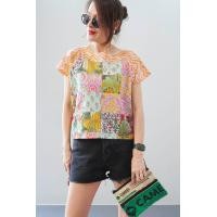ราคา เสื้อคอตตอนอินเดียคอปาด แขนล้ำ ผ้าต่อคละลายทั้งตัว ป้าย Perfect Style (21257623812)