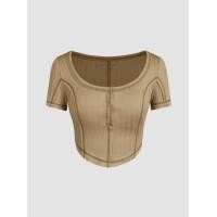 ราคา Cider Rib U neckline Stitch Crop Top (20727832804)