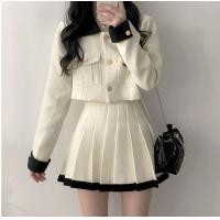ราคา S094 ชุดเซ็ต2ชิ้น 2สี ขาวดำ เสื้อแขนยาวกับกระโปรงทรงเทนนิส (20358251073)