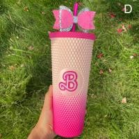 ราคา Barbie Pink Tumbler Princess Party Diamond Durian Cup Water Studded Bottle Tumbler Y2F1 (20469237952)