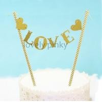 ราคา พร้อมส่ง ป้ายปักเค้ก LOVE เสาคู่สีทองสวยหรู (5947400377)