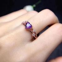 ราคา Simple Love Heart Amethyst Rose Gold เพชรคริสตัล S925เงินผู้หญิงแฟชั่นเครื่องประดับงานแต่งงานแหวนหมั้น (16097812186)