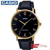 ราคา CASIO Standard นาฬิกาข้อมือผู้ชาย สายหนัง รุ่น MTP VT01GL 1B2UDF หน้าปัดสีดำ (5376208297)