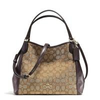 ราคา กระเป๋า COACH แท้ ผ้าลาย SIGNATURE สายหนังแท้ มีสายยาว COACH 36370 Edie Shoulder Bag 28 Signature Jacquard Handbag (1709144982)