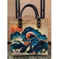 ราคา กระเป๋าสานกระจูดย้อมสี ลายเพ้นท์ทำด้วยมือ แฮนด์เมดทั้งชิ้น มีหลายขนาด (20775648545)