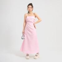 ราคา Closet Crush Maxi gingham tube dress with wide A line skirt and pockets details Pink เดรสเกาะอกยาวลายตาราง (21313125090)