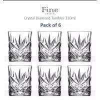 ราคา Fine Crystal แพ็ค 6ใบ แก้วน้ำคริสตัล 310มล Crystal Diamond Tumbler 310ml (7093940289)