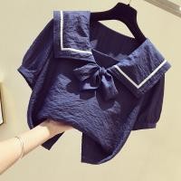 ราคา เสื้อคอปกกะลาสีสำหรับฤดูร้อนที่มีการตัดมาตรฐานแบรนด์ลดราคาเสื้อเชิ้ตคอบัวผูกโบว์แขนสั้นสำหรับผู้หญิง (14168596554)