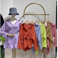 ราคา ชุดเซ็ทแขนยาวป้ายไหมทรงเชือกผูกเอวสีสวยดีไซน์ เก๋ (16289754424)