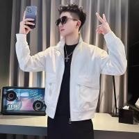 ราคา Hanlu เสื้อแจ็กเก็ตผู้ชายเสื้อคอปกแบบลำลองของผู้ชายเสื้อคลุมเสื้อเอวลอยสไตล์หล่อ (19804002042)