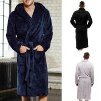 ราคา HOT Mens เสื้อคลุมอาบน้ำชายสบายๆ Flannel Robe ชุดนอนแขนยาวผ้าคลุมไหล่ชาย Robe Lounge Nightgown Pakaian Rumahan (20046681167)