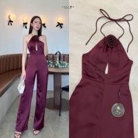 ราคา LALADA จั้มสูทขายาว สวยหรู เว้าหลัง ผูกคอ ช่วงอกเสริมฟองน้ำ (21305619864)