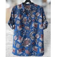 ราคา เสื้อคอจีนผ่าหน้าติดกระดุมแขน 4 ส่วนมีกระดุม แขนพับได้ ผ้าไหมอิตาลี อก 50 ยาว 28 นิ้ว (19962091324)