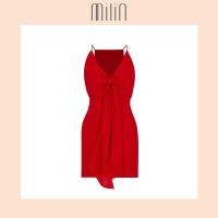 ราคา MILIN Knotted V neck mini dress เดรสสั้นสายเดี่ยวคอวีผูกหน้า Nikoi Dress (3976753000)