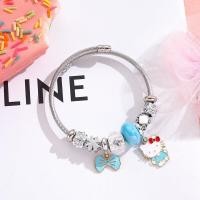 ราคา XiaoboACC กำไลข้อมือสแตนเลสสีเงินรูปตัวการ์ตูนแมวเครื่องประดับกำไลข้อมือลูกปัดสวยงามแฟชั่นสำหรับผู้หญิง (19515011609)