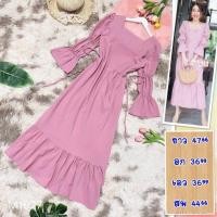 ราคา เดรส M1027 ผ้าไหมอิตาลี แขนดึงยาง มีเชือกผูกเอว ยาว 47อก 36เอว 36สพ 44 ชุดสีแดง (21329102818)