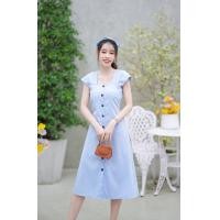 ราคา set 2 ชิ้นน่ารักๆ เดรสแขนย่นจับจีบ ติดกระดุมด้านหน้า ทรงปล่อยใส่สบาย ชุดเดรส ชุดเดรสแฟชั่นผู้หญิง (19788127147)
