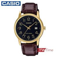 ราคา Casio Standard นาฬิกาข้อมือผู้ชาย สายหนัง รุ่น MTP V002GL 1BUDF หน้าดำตัวเลข (194962997)